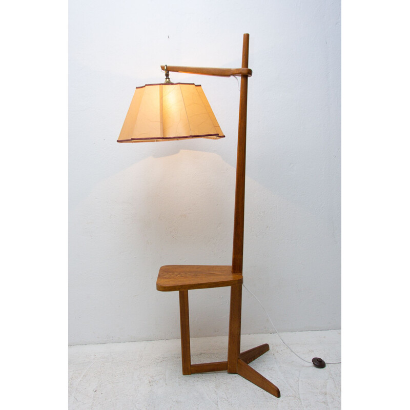 Vintage wooden floor lamp for Krasna Jizba, Czechoslovakia 1950