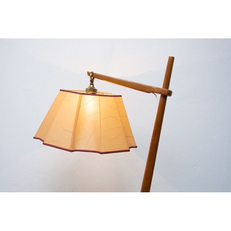 Vintage wooden floor lamp for Krasna Jizba, Czechoslovakia 1950