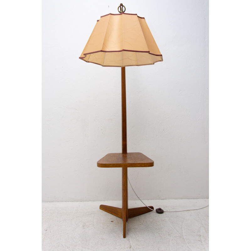 Vintage wooden floor lamp for Krasna Jizba, Czechoslovakia 1950