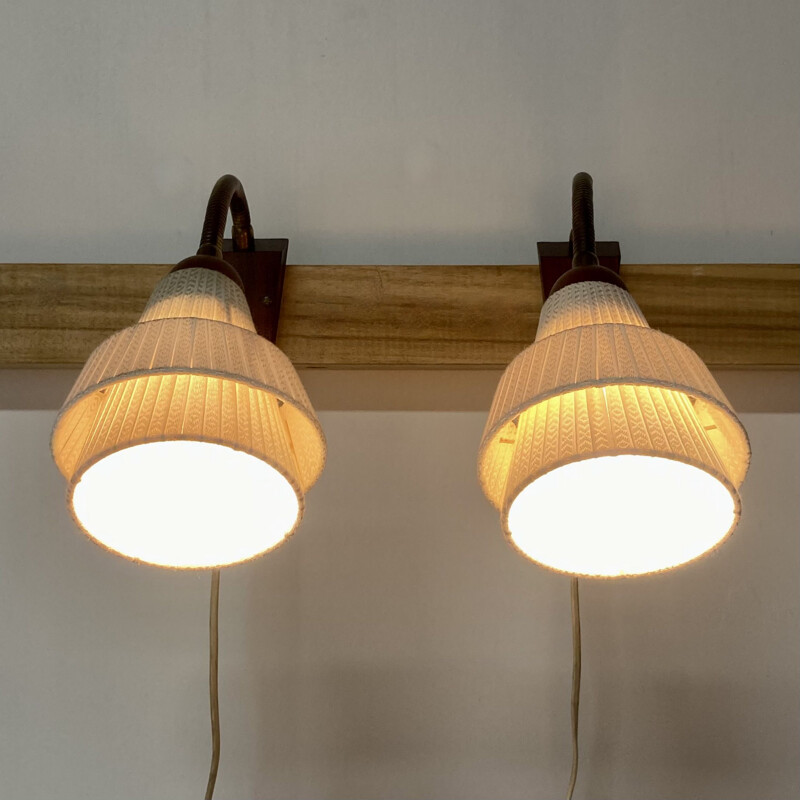 Pair of vintage teak sconces 1950s