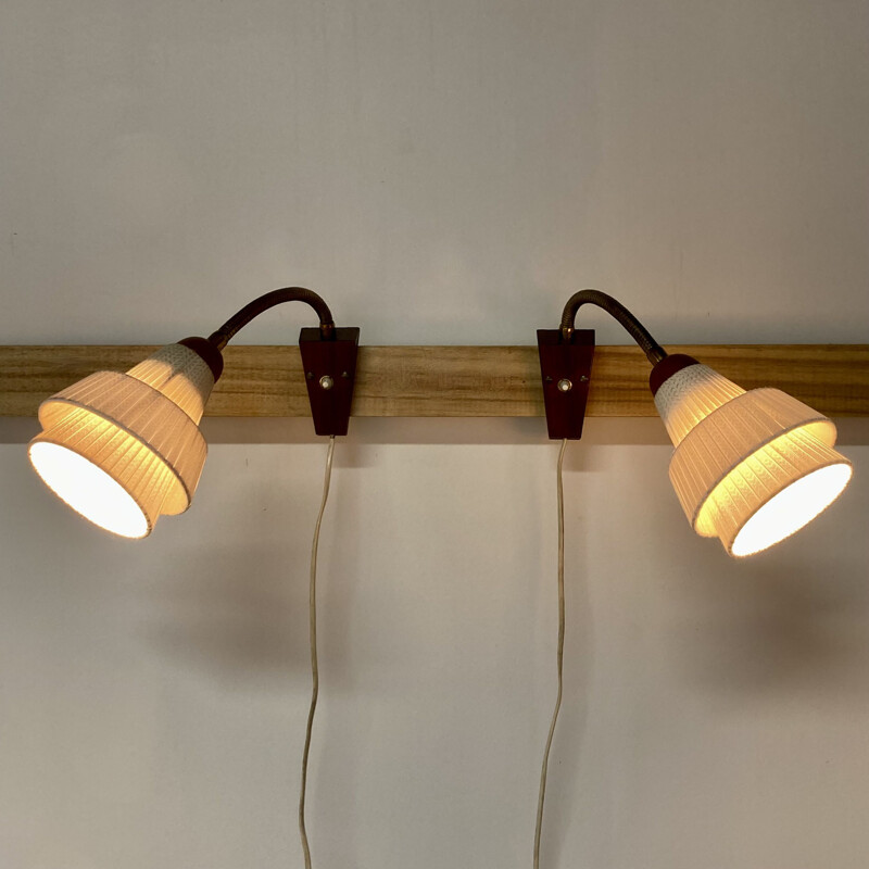 Pair of vintage teak sconces 1950s