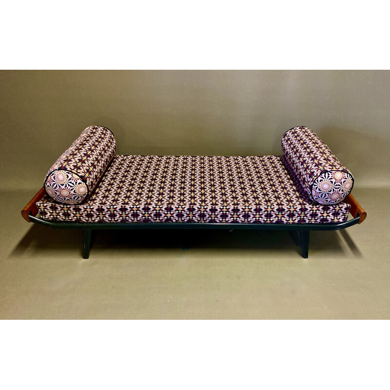 Vintage teak metal sofa bed by Dick Cordemeijer 1950s