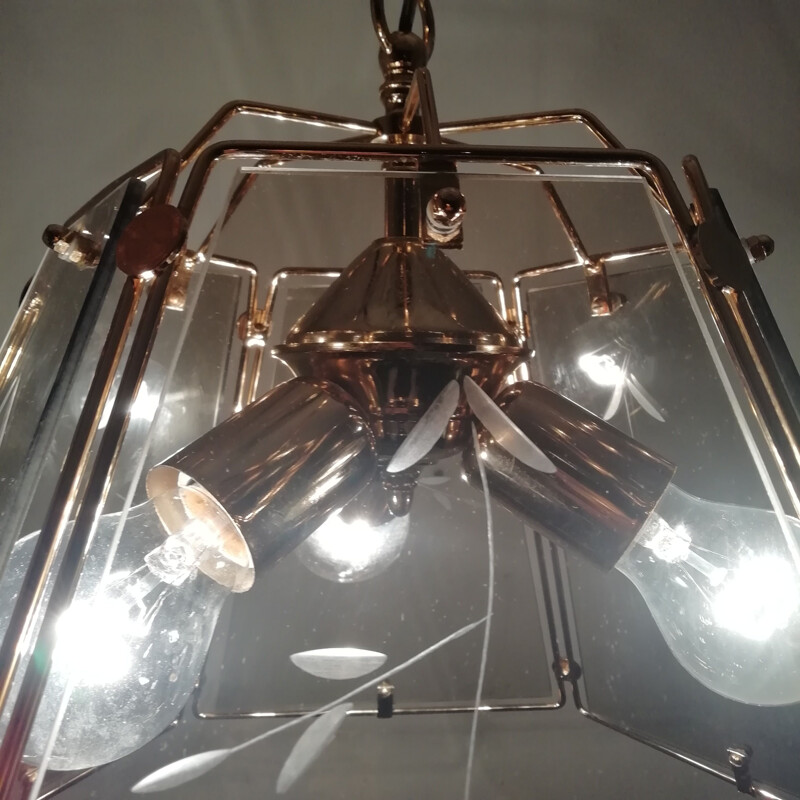 Vintage kristallen plafondlamp 1990
