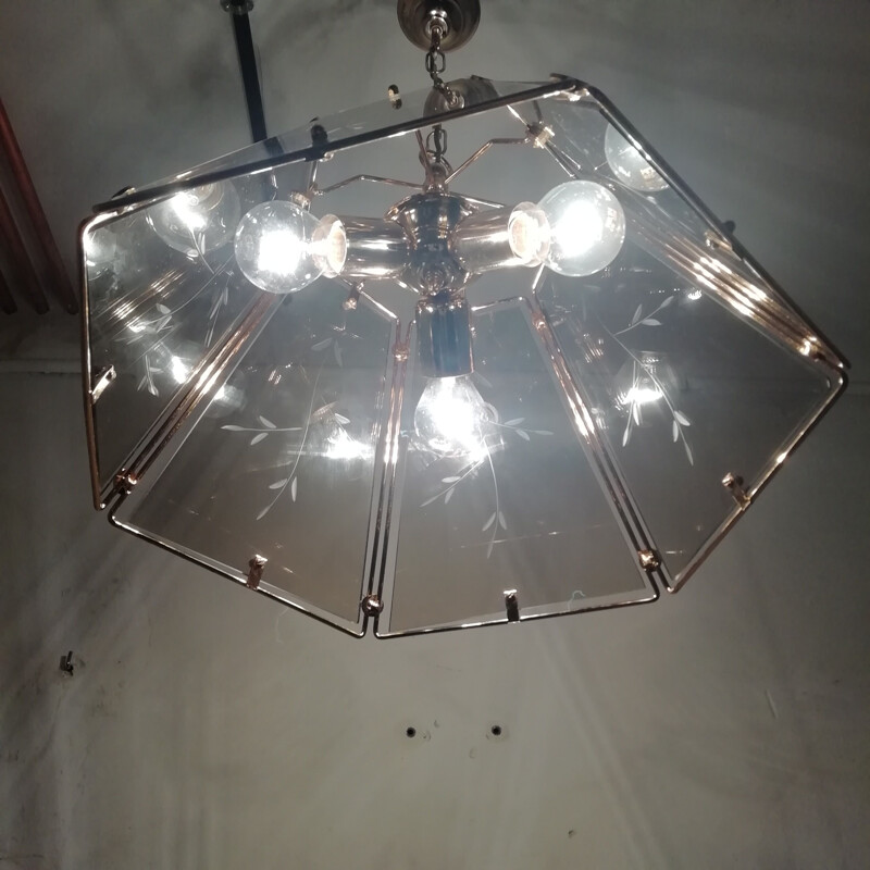 Vintage kristallen plafondlamp 1990