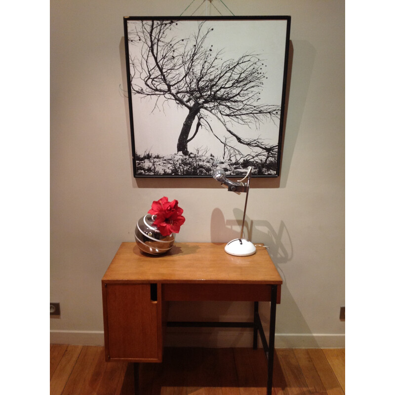 Desk in metal and oakwood, Jacques HITIER - 1950s