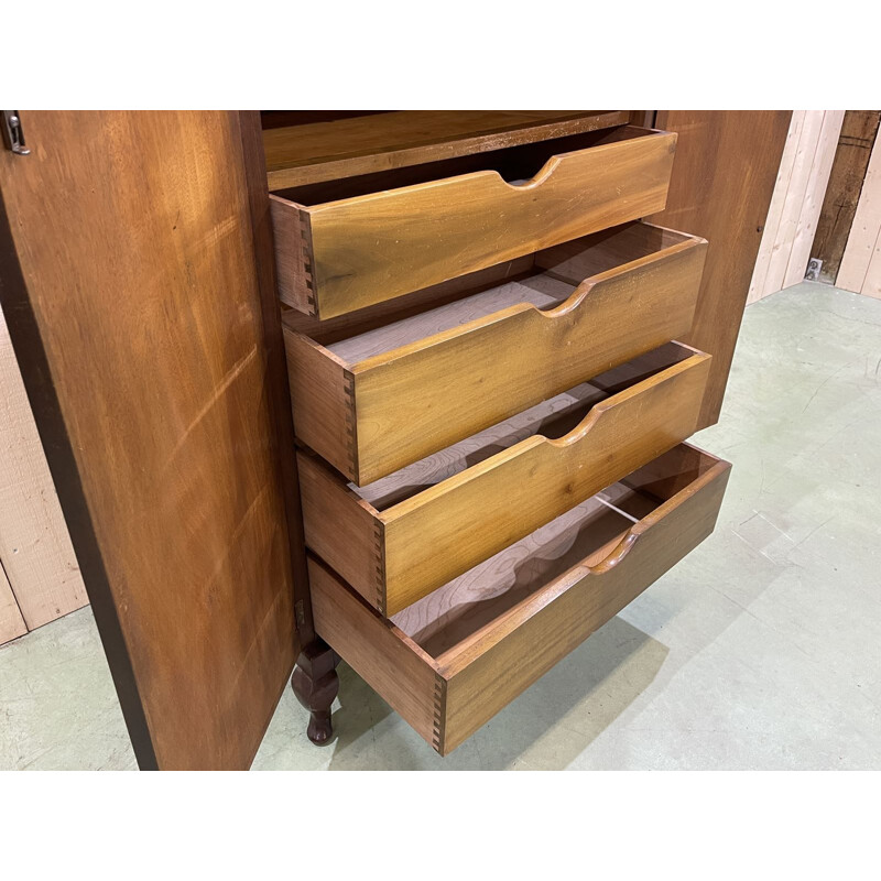 Vintage walnut storage wardrobe 1930s