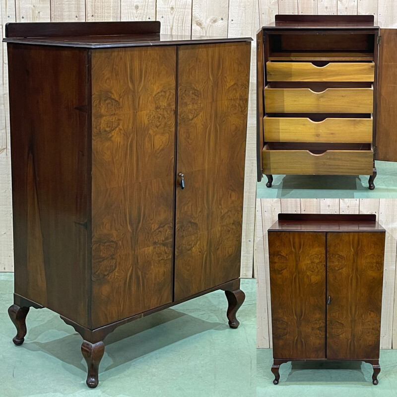 Vintage walnut storage wardrobe 1930s