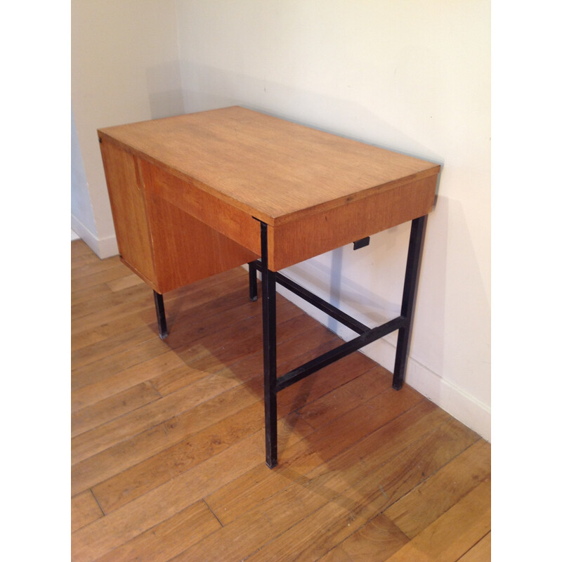 Desk in metal and oakwood, Jacques HITIER - 1950s