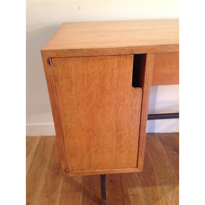 Desk in metal and oakwood, Jacques HITIER - 1950s