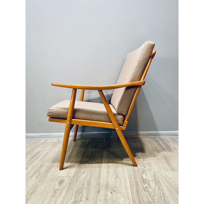 Pair of vintage beige armchairs Czechoslovakia 1960s