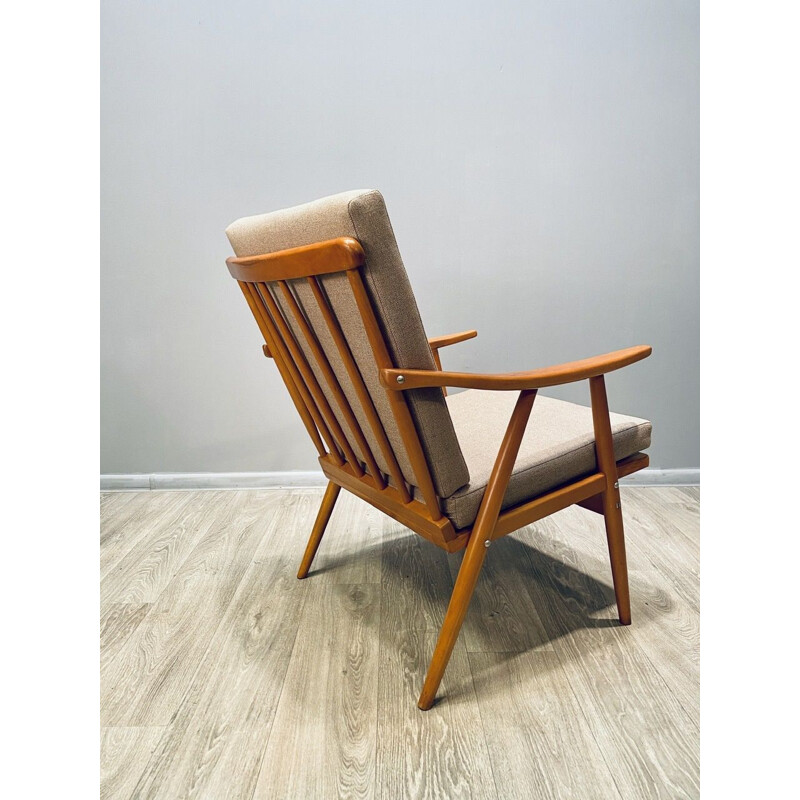 Pair of vintage beige armchairs Czechoslovakia 1960s