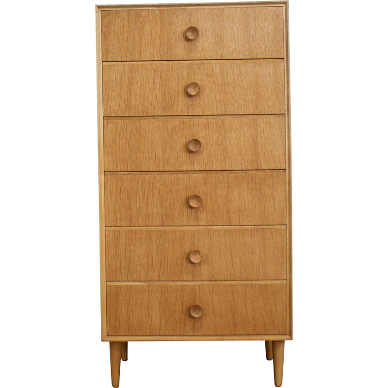 Vintage oak chest of drawers from Meredew United Kingdom 1960s