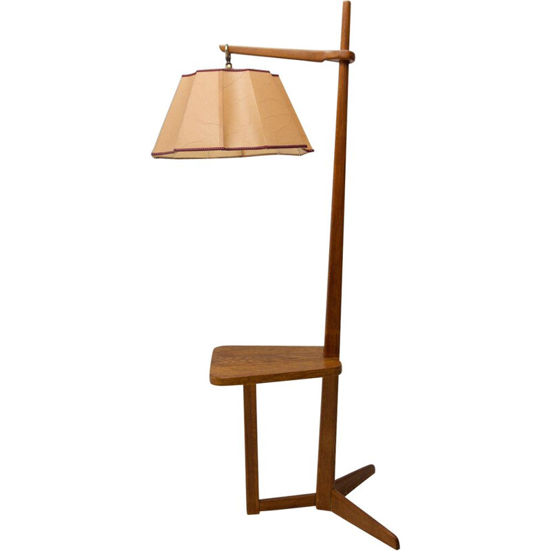 Vintage wooden floor lamp for Krasna Jizba, Czechoslovakia 1950