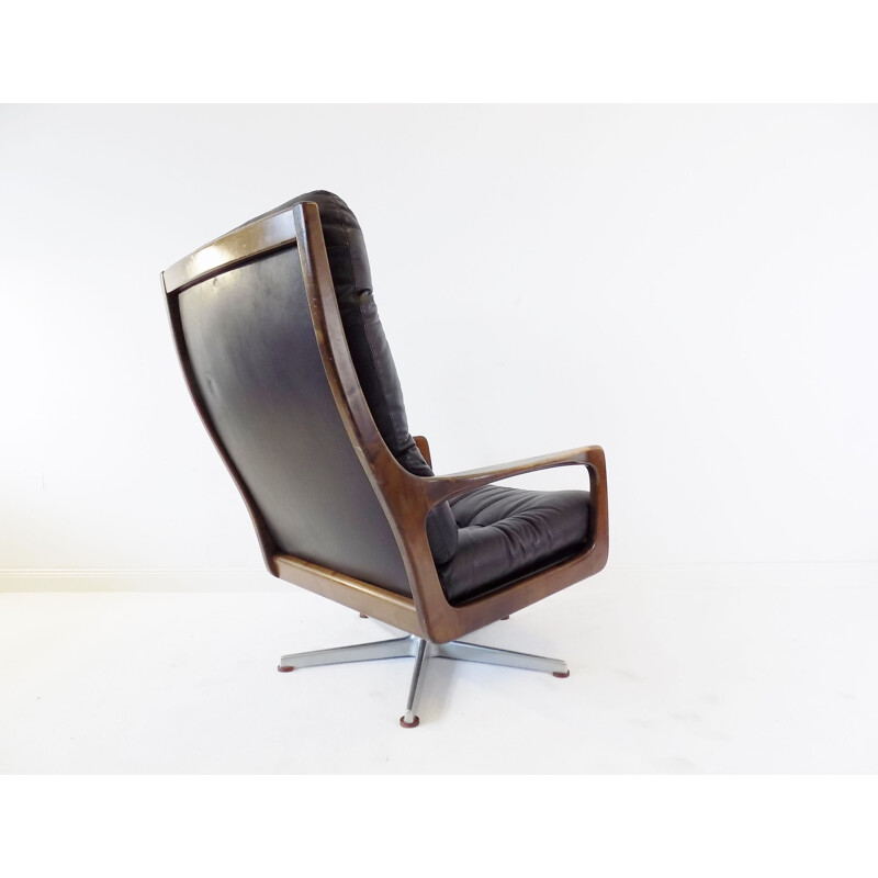 Vintage black leather armchair by Eugen Schmidt 1960s