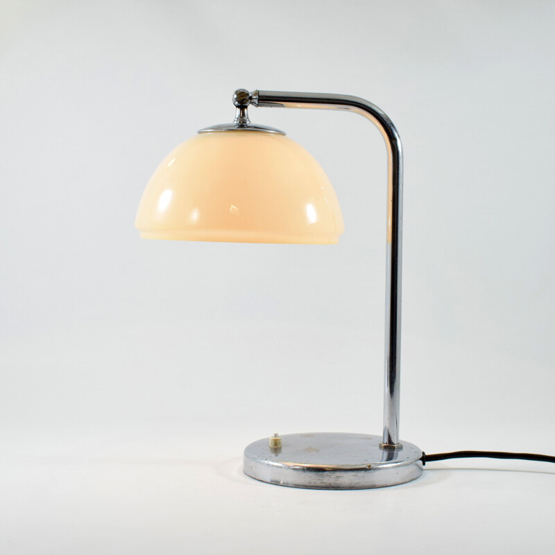 Vintage metalen en glazen bureaulamp, 1925