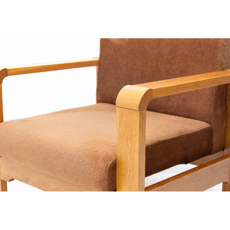 Pair of vintage beechwood armchairs, Czechoslovakia 1970