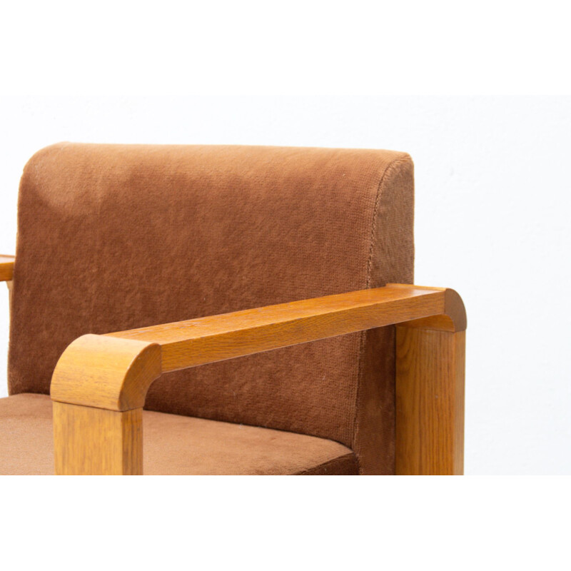 Pair of vintage beechwood armchairs, Czechoslovakia 1970