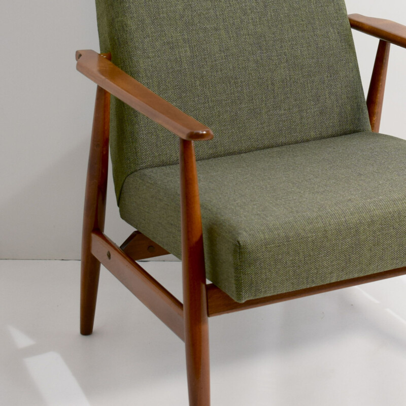 Vintage beechwood armchair by Henryk Lis 1960s