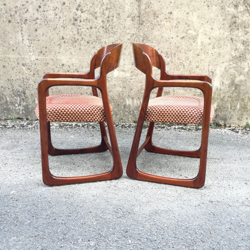 Pair of vintage Bémol mahogany armchairs by Baumann