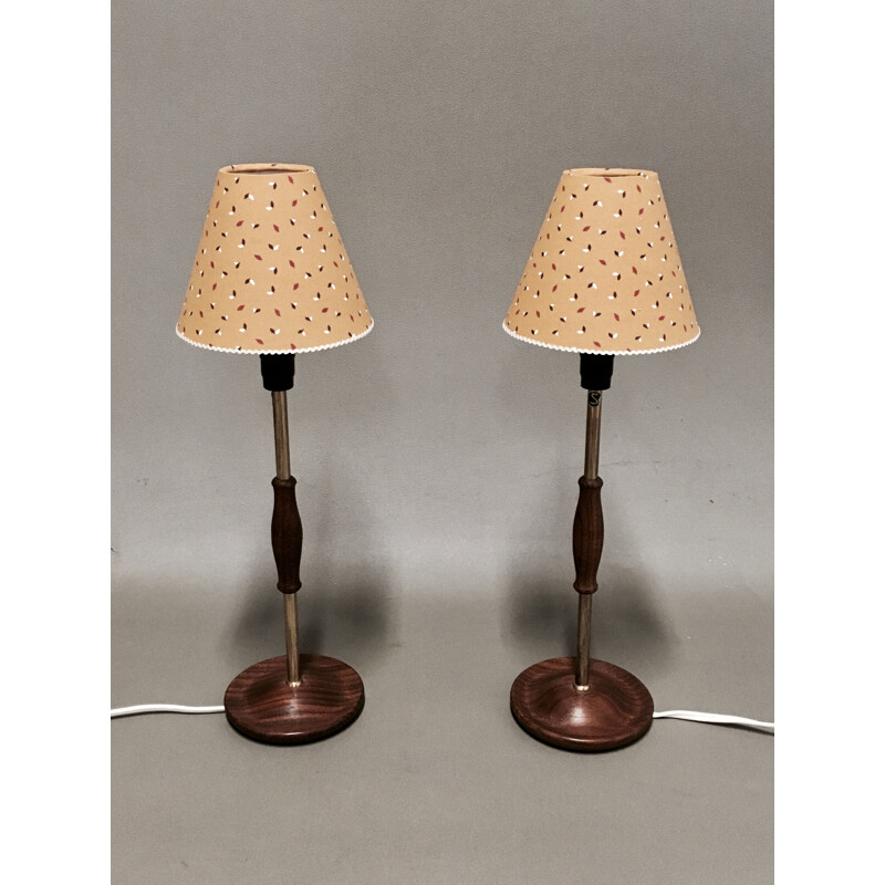 Pair of vintage teak lamps 1950s