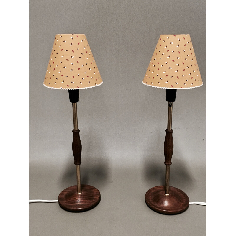 Pair of vintage teak lamps 1950s