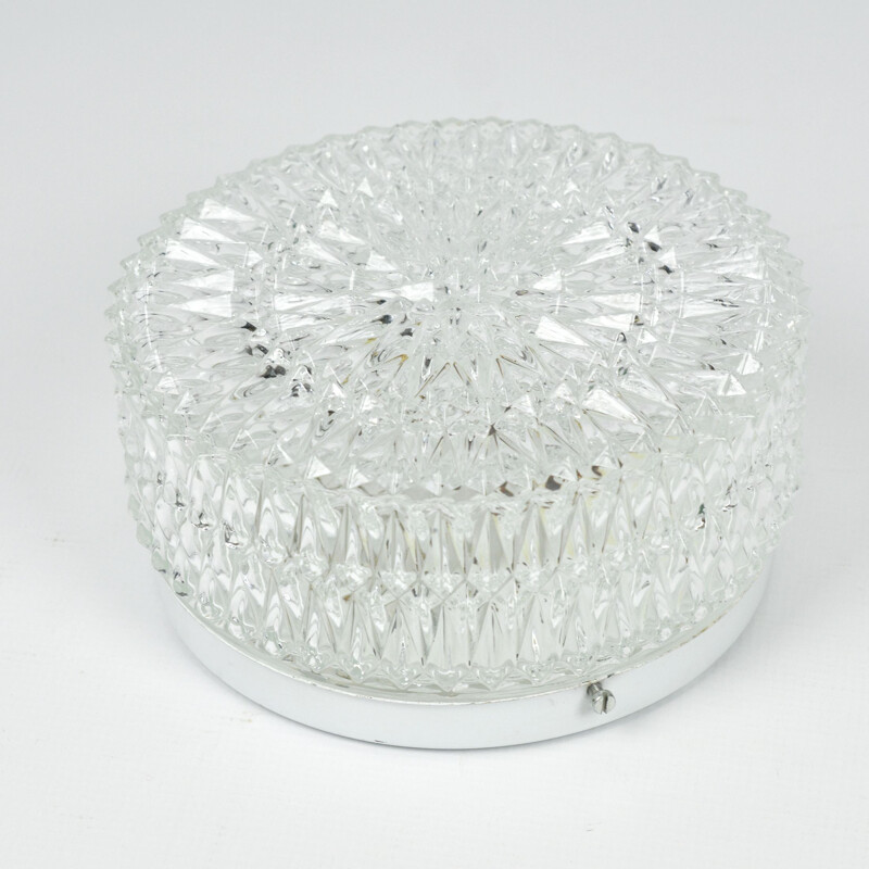 Vintage glass ceiling lamp Italy 1970s