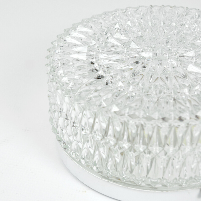 Vintage glass ceiling lamp Italy 1970s