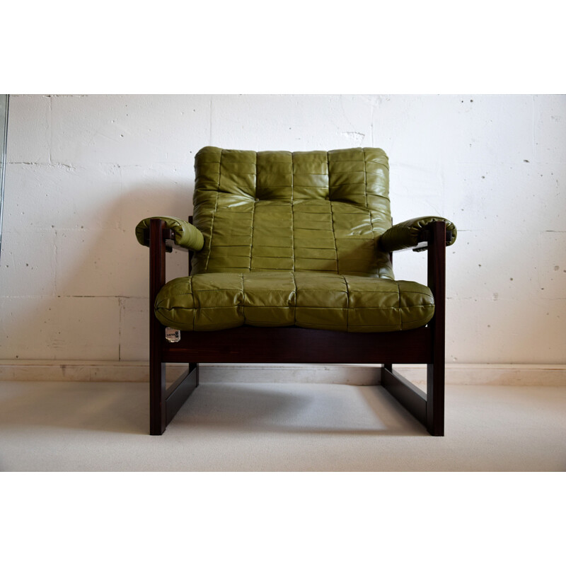 Vintage mahogany and leather lounge chair by Percival Lafer Brazil 1976s