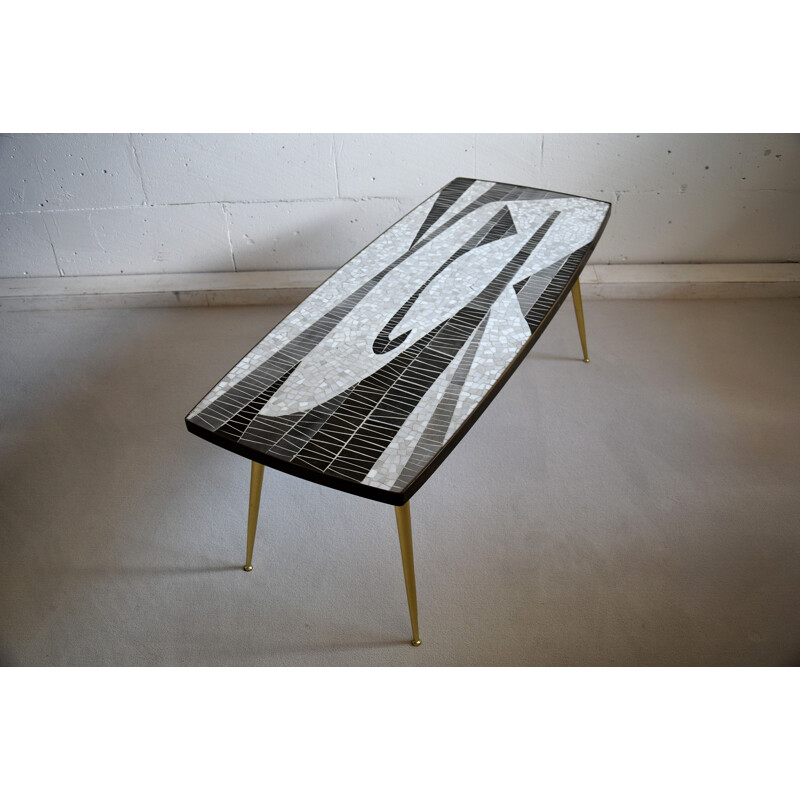 Table basse vintage en mosaïque sculpturale moderne de Berthold Muller, 1960