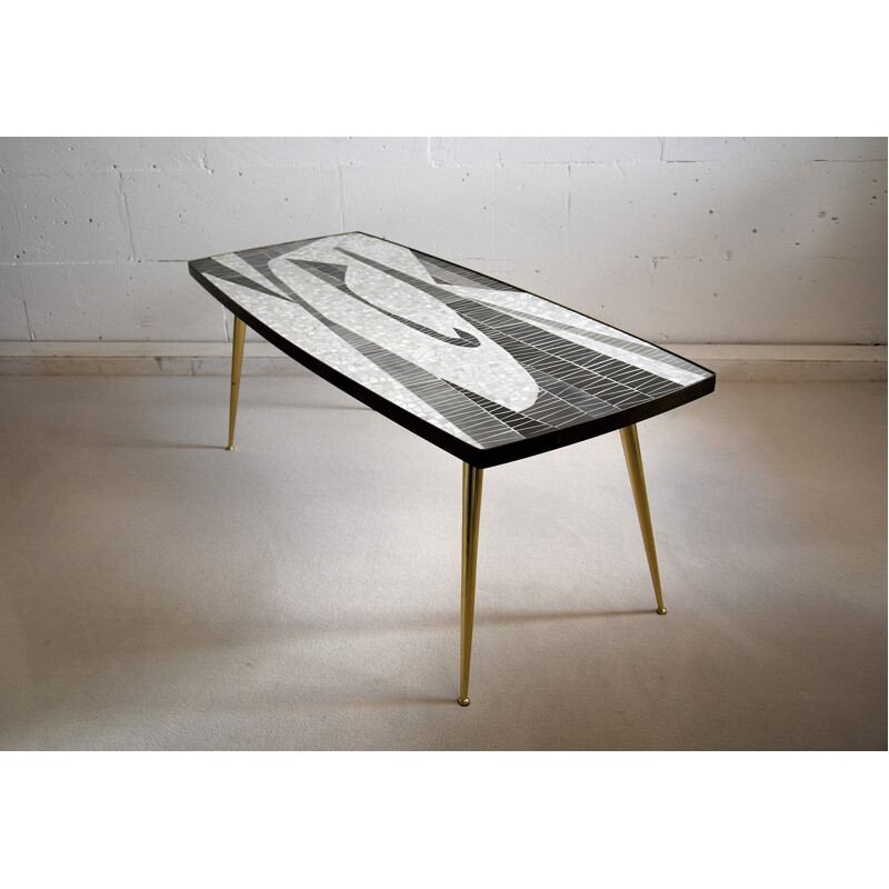 Table basse vintage en mosaïque sculpturale moderne de Berthold Muller, 1960
