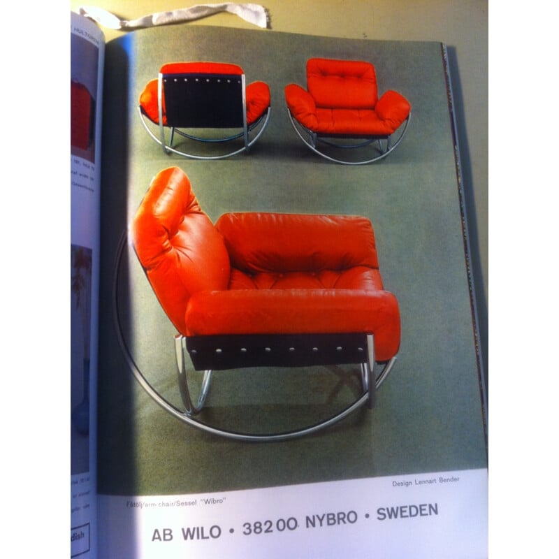 Pair of AB Wilo armchairs in black leather and chromed metal, Lennart BENDER - 1960s