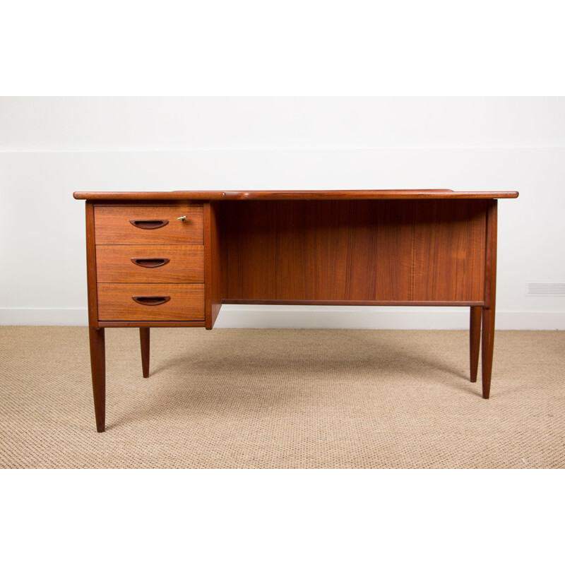 Vintage double-sided teak desk by Göran Strand Sweden 1960s