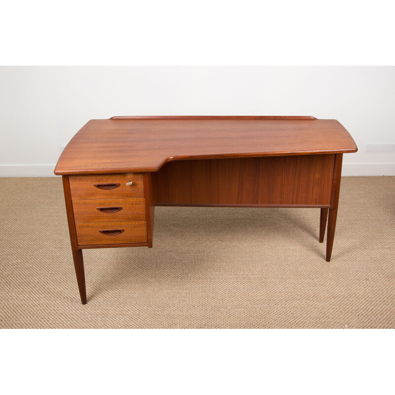 Vintage double-sided teak desk by Göran Strand Sweden 1960s