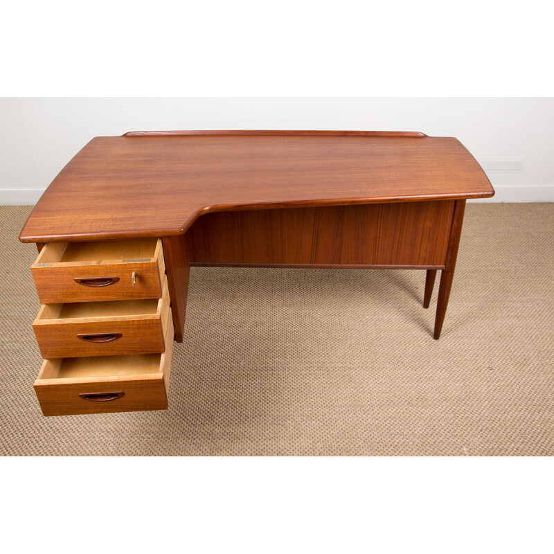 Vintage double-sided teak desk by Göran Strand Sweden 1960s