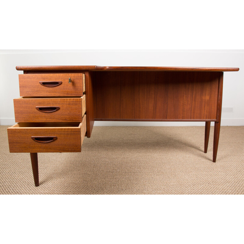 Vintage double-sided teak desk by Göran Strand Sweden 1960s