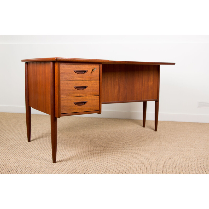 Vintage double-sided teak desk by Göran Strand Sweden 1960s