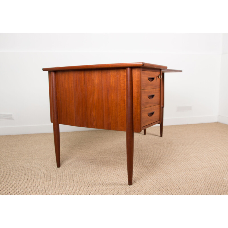 Vintage double-sided teak desk by Göran Strand Sweden 1960s