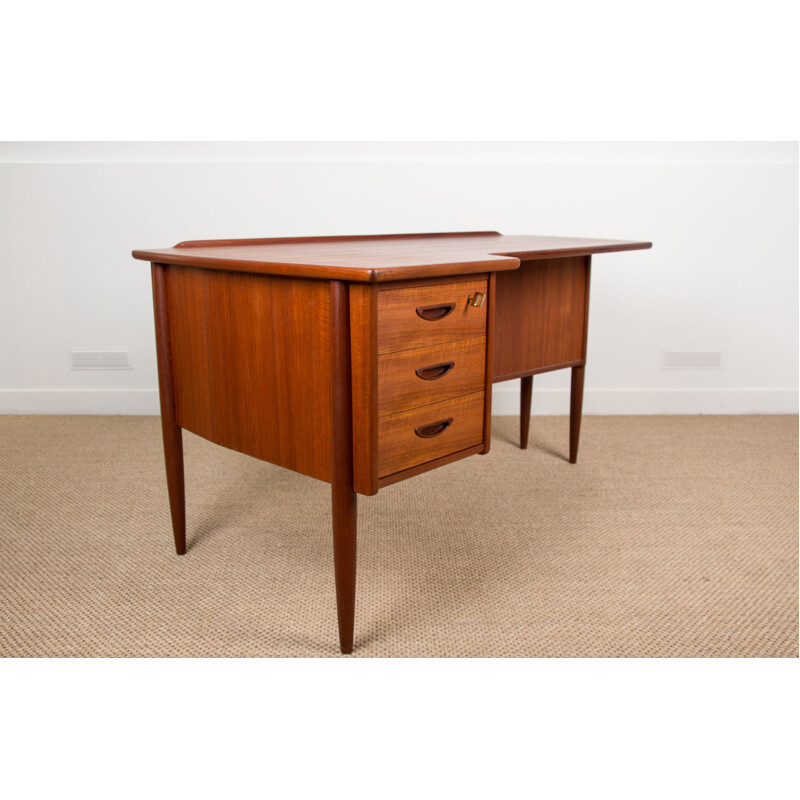 Vintage double-sided teak desk by Göran Strand Sweden 1960s