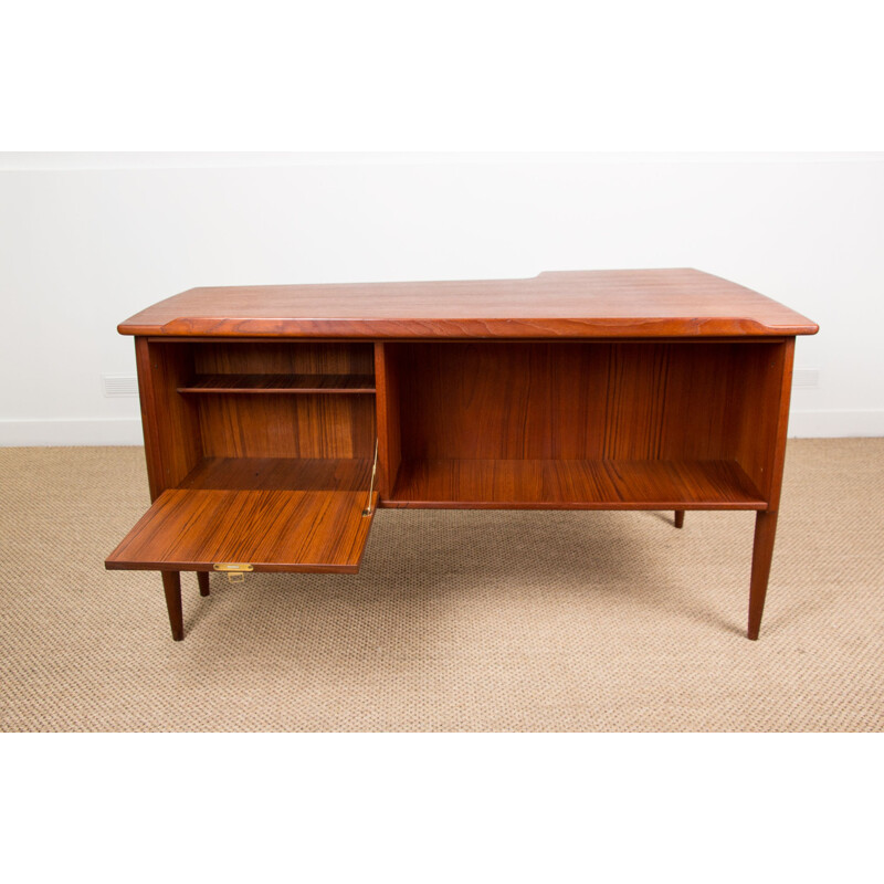 Vintage double-sided teak desk by Göran Strand Sweden 1960s