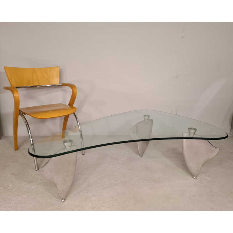 Vintage Flipper glass coffee table by Matthew Hilton 1987s