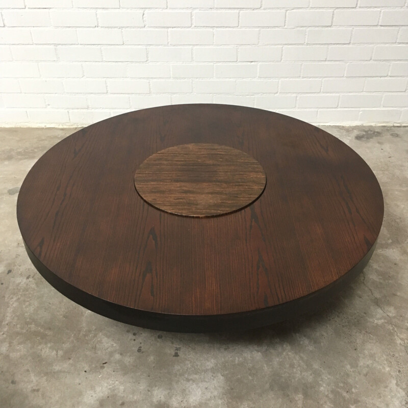 Vintage coffee table round wooden  1960s