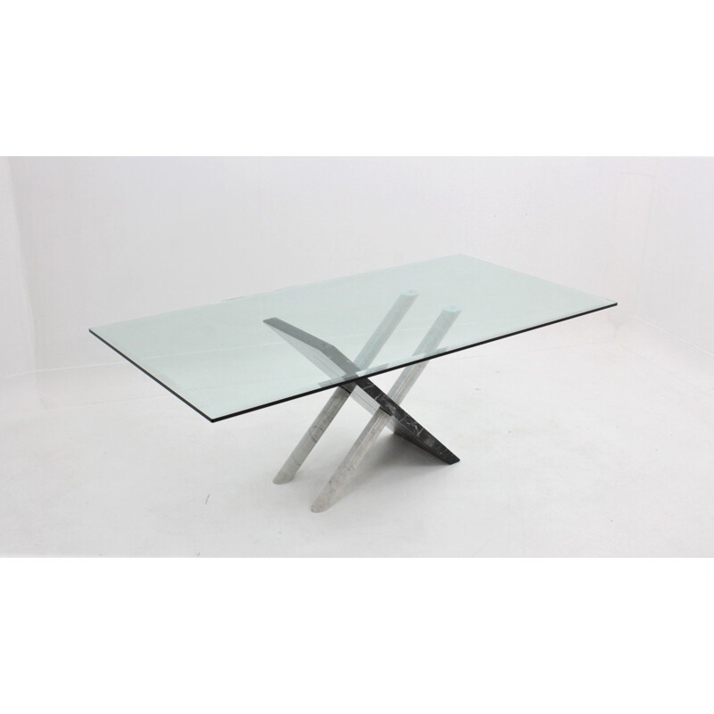 Vintage table in Carrara marble Italy 1970s