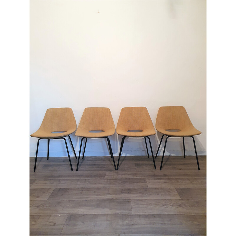 Set of 4 vintage chairs by Pierre Guariche 1955s