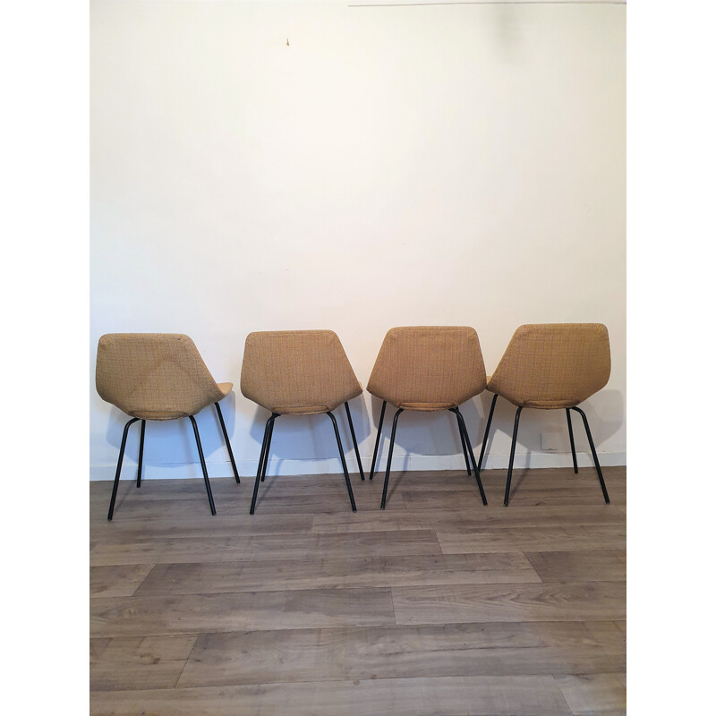 Set of 4 vintage chairs by Pierre Guariche 1955s