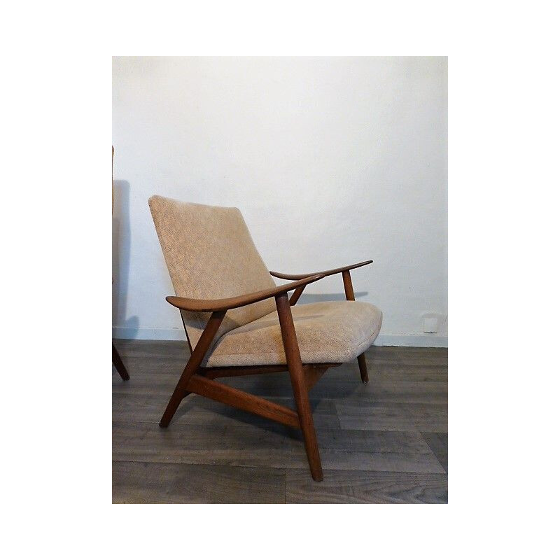 Vintage armchair scandinavian solid teak  Denmark 1950s