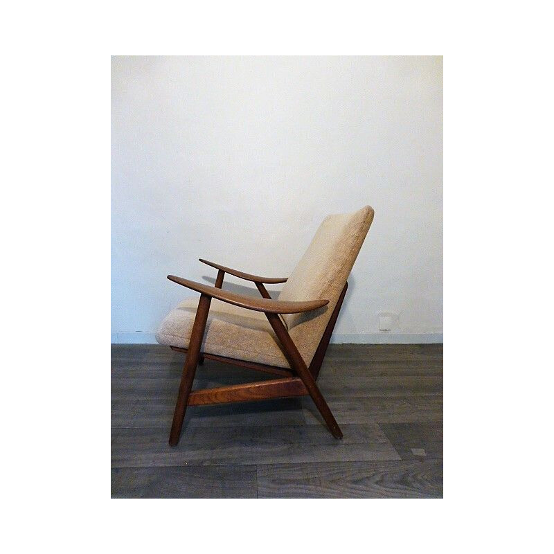 Poltrona scandinava in teak massiccio Danimarca 1950