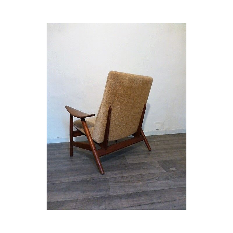 Fauteuil vintage en teck massif scandinave Danemark 1950