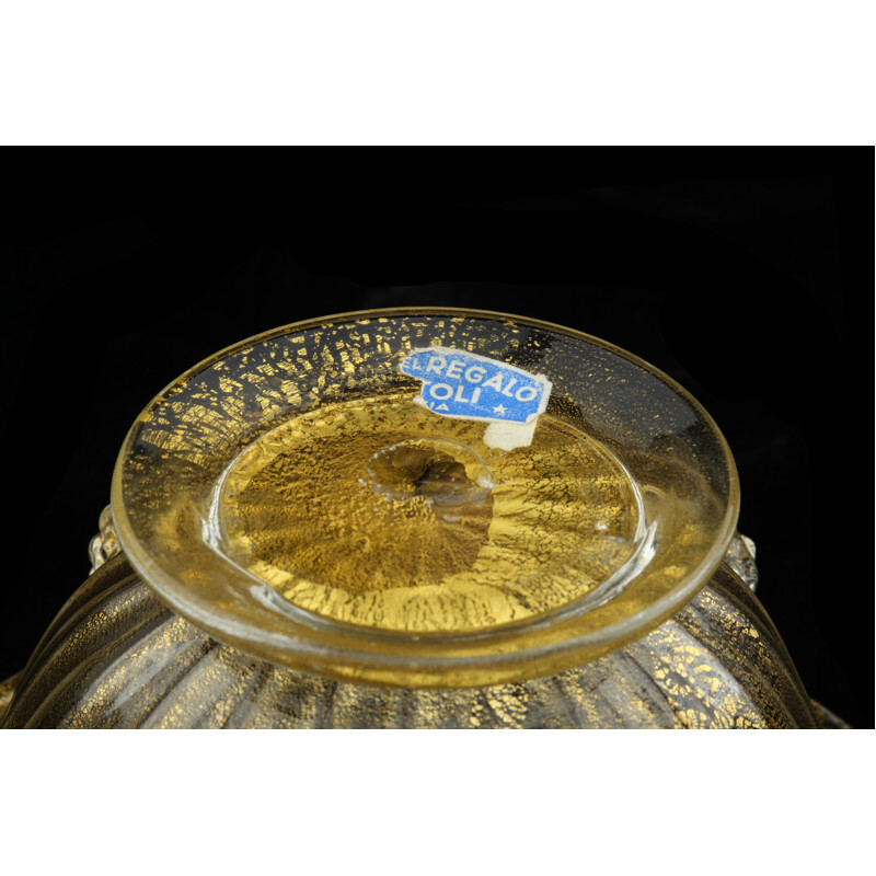 Casa del Regalo Bortoli Antique gold foil bowl in Murano glass - 1950s