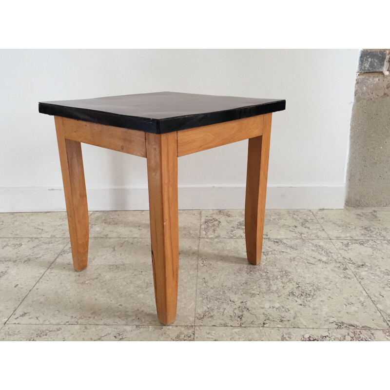 Vintage coffee table or stool in Formica and varnished wood