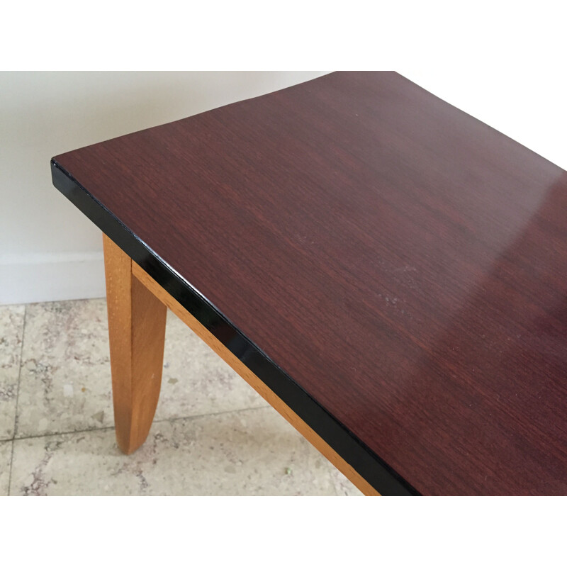 Vintage coffee table or stool in Formica and varnished wood